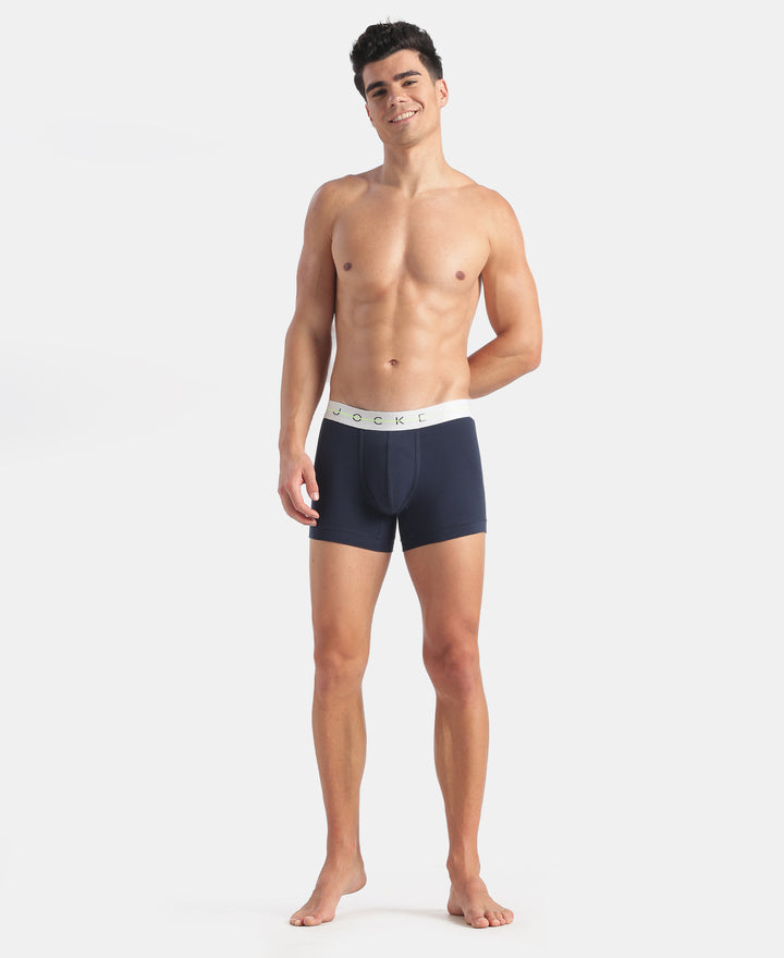 Super Combed Cotton Elastane Stretch Solid Trunk with Ultrasoft Waistband - Navy