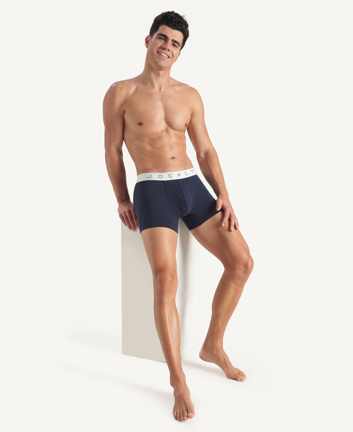 Super Combed Cotton Elastane Stretch Solid Trunk with Ultrasoft Waistband - Navy