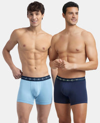 Super Combed Cotton Elastane Stretch Solid Trunk with Ultrasoft Waistband - Navy & Dusk Blue (Pack of 2)