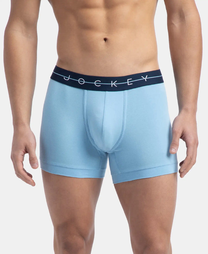 Super Combed Cotton Elastane Stretch Solid Trunk with Ultrasoft Waistband - Navy & Dusk Blue (Pack of 2)