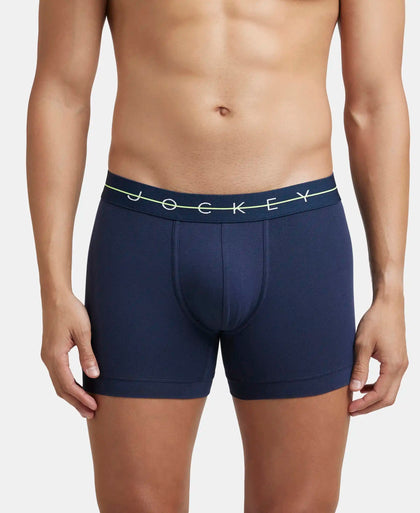 Super Combed Cotton Elastane Stretch Solid Trunk with Ultrasoft Waistband - Navy & Dusk Blue (Pack of 2)