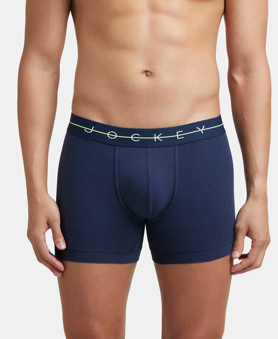 Super Combed Cotton Elastane Stretch Solid Trunk with Ultrasoft Waistband - Navy & Dusk Blue (Pack of 2)