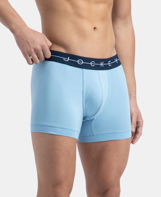 Super Combed Cotton Elastane Stretch Solid Trunk with Ultrasoft Waistband - Navy & Dusk Blue (Pack of 2)