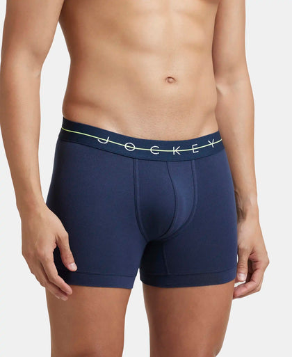 Super Combed Cotton Elastane Stretch Solid Trunk with Ultrasoft Waistband - Navy & Dusk Blue (Pack of 2)