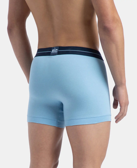 Super Combed Cotton Elastane Stretch Solid Trunk with Ultrasoft Waistband - Navy & Dusk Blue (Pack of 2)