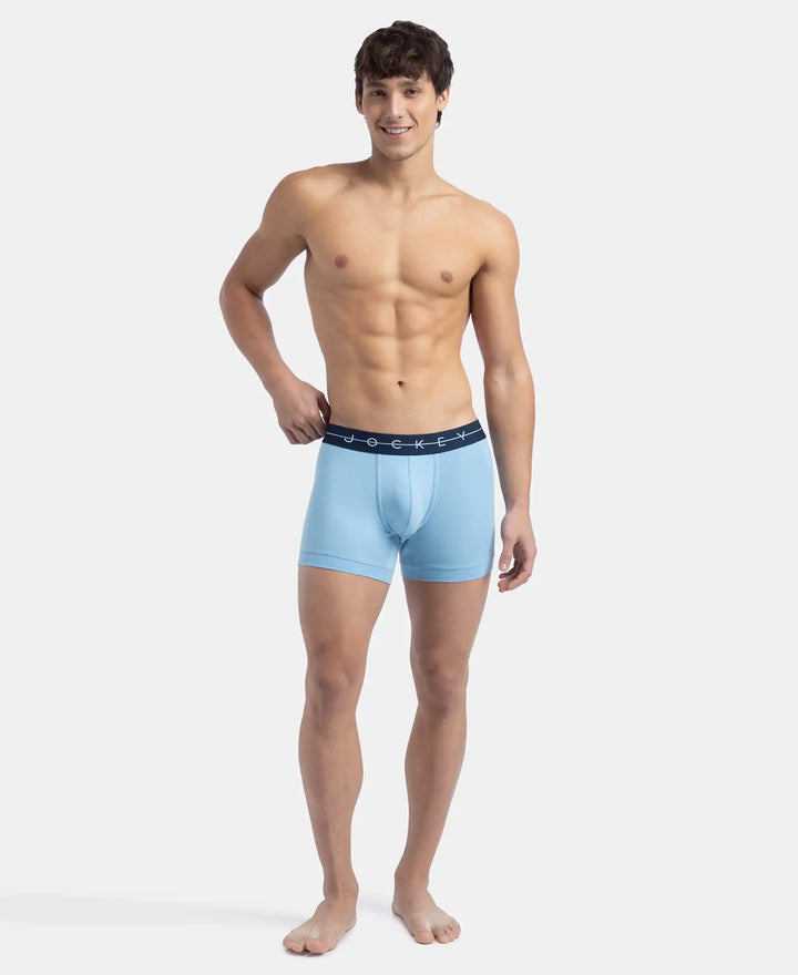 Super Combed Cotton Elastane Stretch Solid Trunk with Ultrasoft Waistband - Navy & Dusk Blue (Pack of 2)