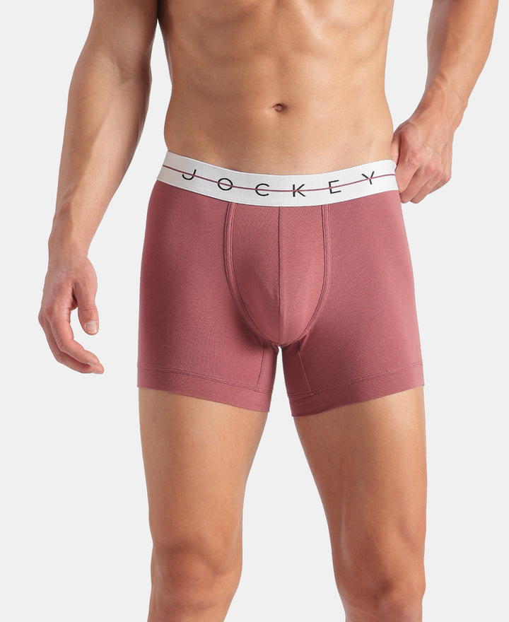 Super Combed Cotton Elastane Stretch Solid Trunk with Ultrasoft Waistband - Roan Rouge