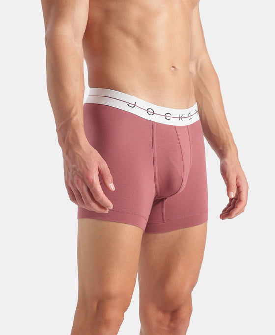 Super Combed Cotton Elastane Stretch Solid Trunk with Ultrasoft Waistband - Roan Rouge