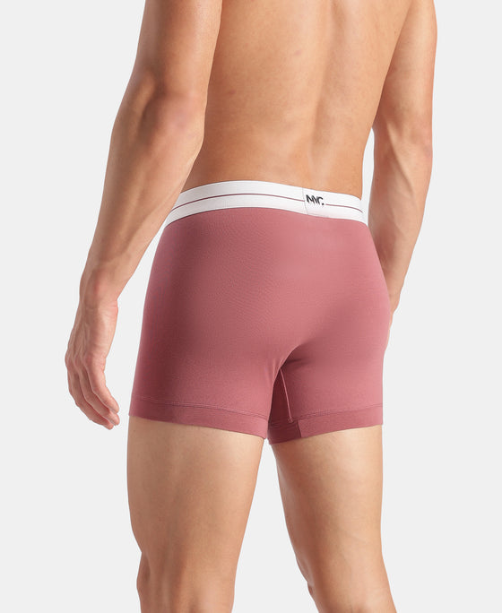 Super Combed Cotton Elastane Stretch Solid Trunk with Ultrasoft Waistband - Roan Rouge