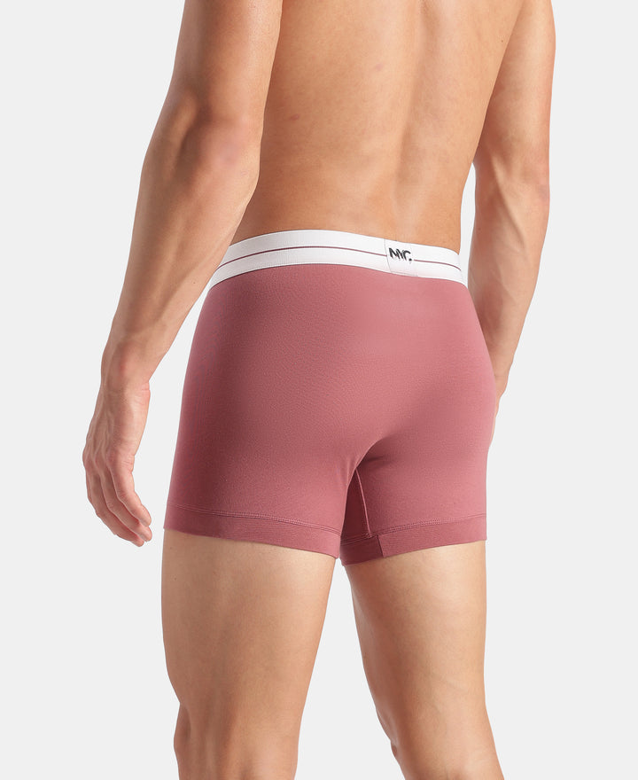 Super Combed Cotton Elastane Stretch Solid Trunk with Ultrasoft Waistband - Roan Rouge