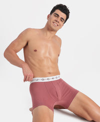 Super Combed Cotton Elastane Stretch Solid Trunk with Ultrasoft Waistband - Roan Rouge