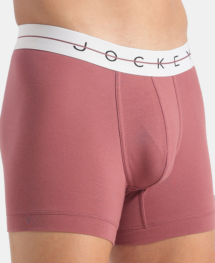 Super Combed Cotton Elastane Stretch Solid Trunk with Ultrasoft Waistband - Roan Rouge