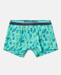 Super Combed Cotton Elastane Stretch Printed Trunk with Ultrasoft Waistband - Billiard Green & Navy (Pack of 2)