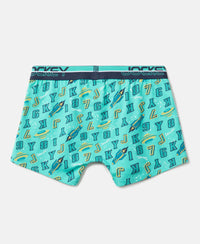 Super Combed Cotton Elastane Stretch Printed Trunk with Ultrasoft Waistband - Billiard Green & Navy (Pack of 2)