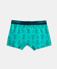 Super Combed Cotton Elastane Stretch Printed Trunk with Ultrasoft Waistband - Black & Billiard Green (Pack of 2)