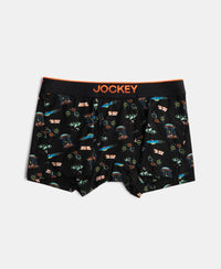 Super Combed Cotton Elastane Stretch Printed Trunk with Ultrasoft Waistband - Black & Billiard Green (Pack of 2)