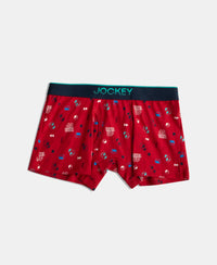 Super Combed Cotton Elastane Stretch Printed Trunk with Ultrasoft Waistband - Chilli Pepper & Black (Pack of 2)