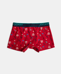 Super Combed Cotton Elastane Stretch Printed Trunk with Ultrasoft Waistband - Chilli Pepper & Black (Pack of 2)