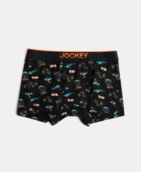 Super Combed Cotton Elastane Stretch Printed Trunk with Ultrasoft Waistband - Chilli Pepper & Black (Pack of 2)