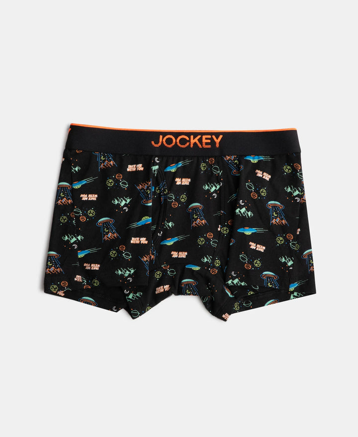 Super Combed Cotton Elastane Stretch Printed Trunk with Ultrasoft Waistband - Chilli Pepper & Black (Pack of 2)