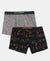 Super Combed Cotton Elastane Stretch Printed Trunk with Ultrasoft Waistband - Grey & Black (Pack of 2)