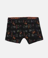 Super Combed Cotton Elastane Stretch Printed Trunk with Ultrasoft Waistband - Grey & Black (Pack of 2)