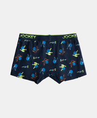Super Combed Cotton Elastane Stretch Printed Trunk with Ultrasoft Waistband - Navy & Billiard Green (Pack of 2)