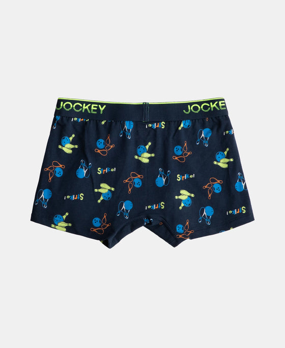 Super Combed Cotton Elastane Stretch Printed Trunk with Ultrasoft Waistband - Navy & Billiard Green (Pack of 2)