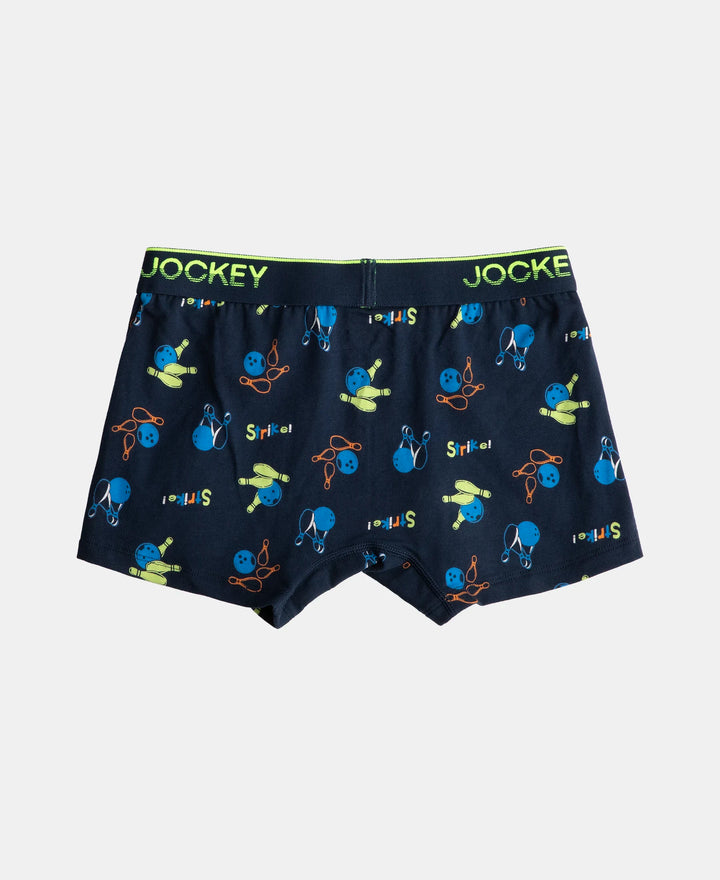 Super Combed Cotton Elastane Stretch Printed Trunk with Ultrasoft Waistband - Navy & Billiard Green (Pack of 2)