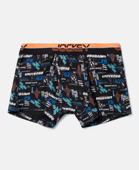 Super Combed Cotton Elastane Stretch Printed Trunk with Ultrasoft Waistband - Navy & Black (Pack of 2)