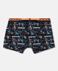 Super Combed Cotton Elastane Stretch Printed Trunk with Ultrasoft Waistband - Navy & Black (Pack of 2)