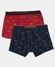 Super Combed Cotton Elastane Stretch Printed Trunk with Ultrasoft Waistband - Navy & Chilli Pepper (Pack of 2)