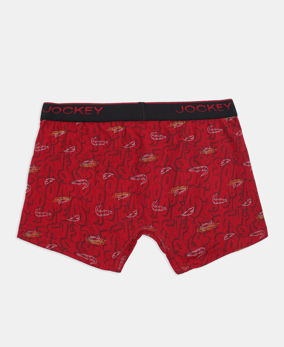 Super Combed Cotton Elastane Stretch Printed Trunk with Ultrasoft Waistband - Navy & Chilli Pepper (Pack of 2)