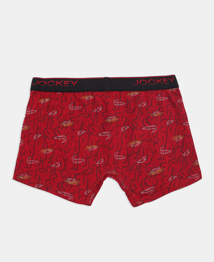 Super Combed Cotton Elastane Stretch Printed Trunk with Ultrasoft Waistband - Navy & Chilli Pepper (Pack of 2)