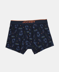 Super Combed Cotton Elastane Stretch Printed Trunk with Ultrasoft Waistband - Navy & Chilli Pepper (Pack of 2)