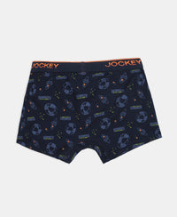 Super Combed Cotton Elastane Stretch Printed Trunk with Ultrasoft Waistband - Navy & Chilli Pepper (Pack of 2)