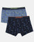 Super Combed Cotton Elastane Stretch Printed Trunk with Ultrasoft Waistband - Navy & Frost (Pack of 2)