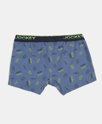 Super Combed Cotton Elastane Stretch Printed Trunk with Ultrasoft Waistband - Navy & Frost (Pack of 2)