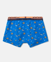 Super Combed Cotton Elastane Stretch Printed Trunk with Ultrasoft Waistband - Rich Royal Blue & Chilli Pepper (Pack of 2)