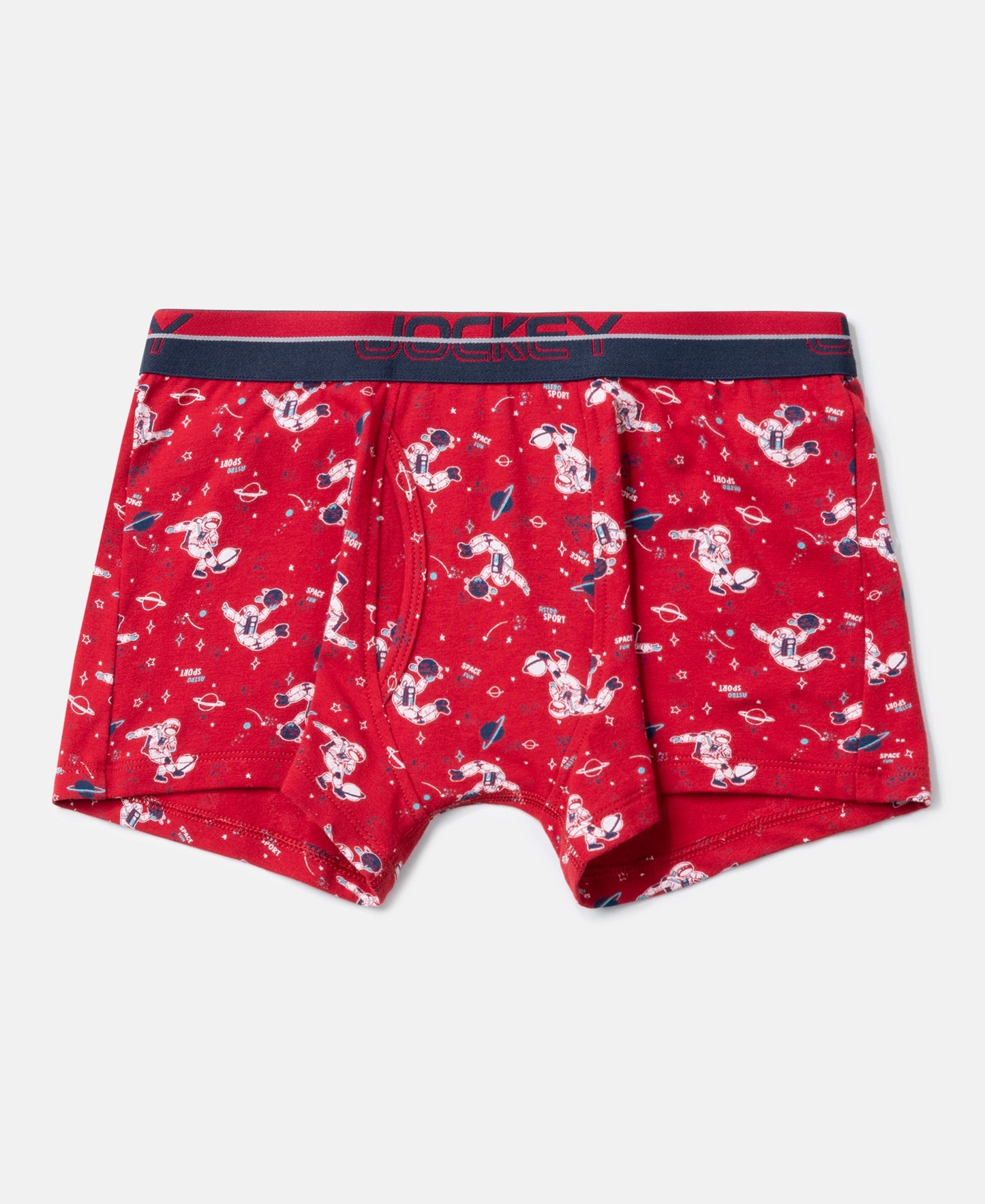 Super Combed Cotton Elastane Stretch Printed Trunk with Ultrasoft Waistband - Rich Royal Blue & Chilli Pepper (Pack of 2)