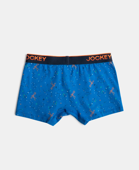 Super Combed Cotton Elastane Stretch Printed Trunk with Ultrasoft Waistband - Rich Royal Blue & Navy (Pack of 2)
