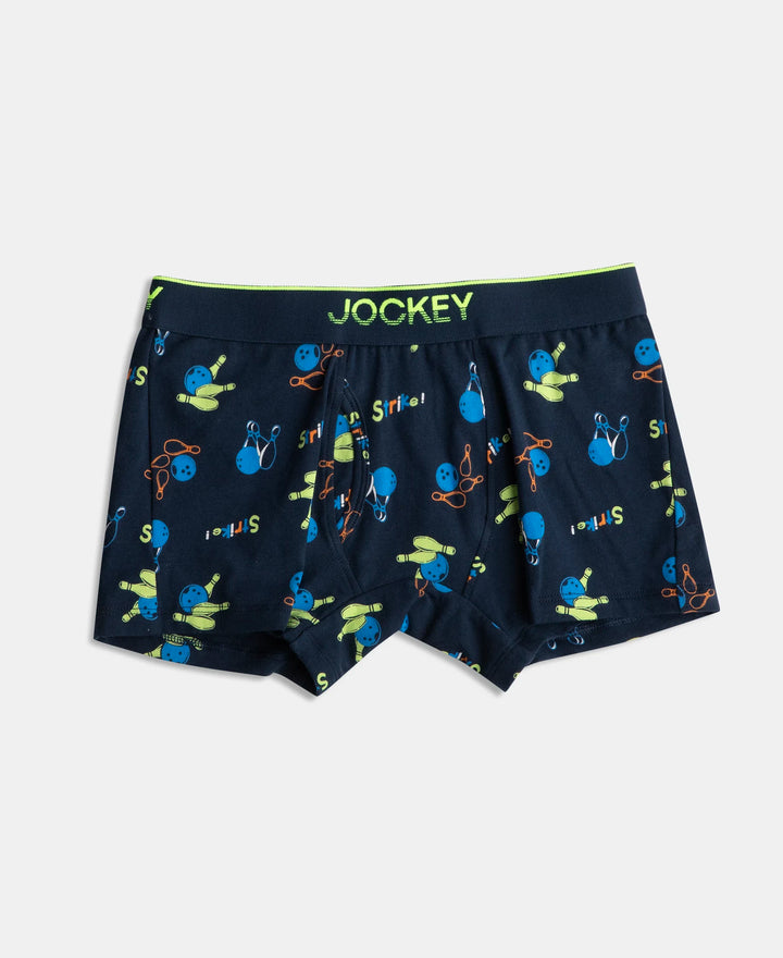 Super Combed Cotton Elastane Stretch Printed Trunk with Ultrasoft Waistband - Rich Royal Blue & Navy (Pack of 2)