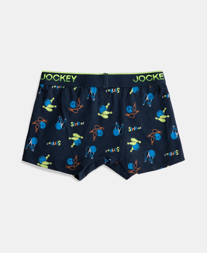 Super Combed Cotton Elastane Stretch Printed Trunk with Ultrasoft Waistband - Rich Royal Blue & Navy (Pack of 2)