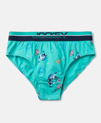 Super Combed Cotton Elastane Stretch Printed Brief with Ultrasoft Waistband - Billiard Green & Black (Pack of 2)