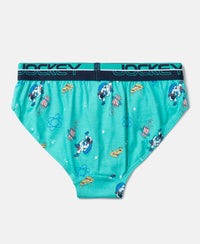 Super Combed Cotton Elastane Stretch Printed Brief with Ultrasoft Waistband - Billiard Green & Black (Pack of 2)