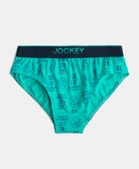 Super Combed Cotton Elastane Stretch Printed Brief with Ultrasoft Waistband - Black & Billiard Green (Pack of 2)