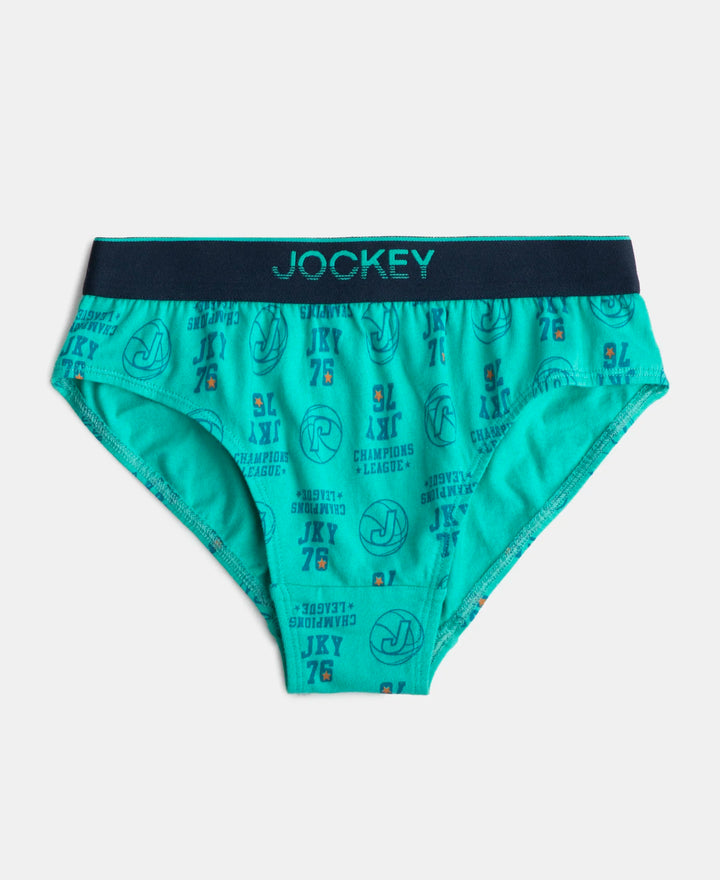 Super Combed Cotton Elastane Stretch Printed Brief with Ultrasoft Waistband - Black & Billiard Green (Pack of 2)