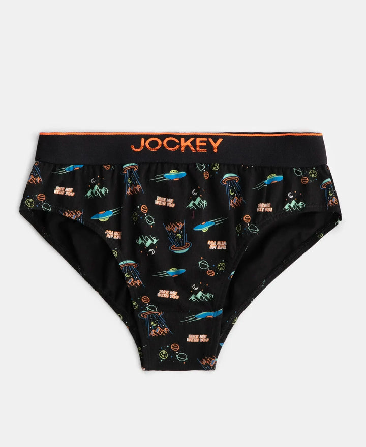 Super Combed Cotton Elastane Stretch Printed Brief with Ultrasoft Waistband - Chilli Pepper & Black (Pack of 2)