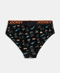 Super Combed Cotton Elastane Stretch Printed Brief with Ultrasoft Waistband - Chilli Pepper & Black (Pack of 2)