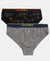Super Combed Cotton Elastane Stretch Printed Brief with Ultrasoft Waistband - Grey & Black (Pack of 2)